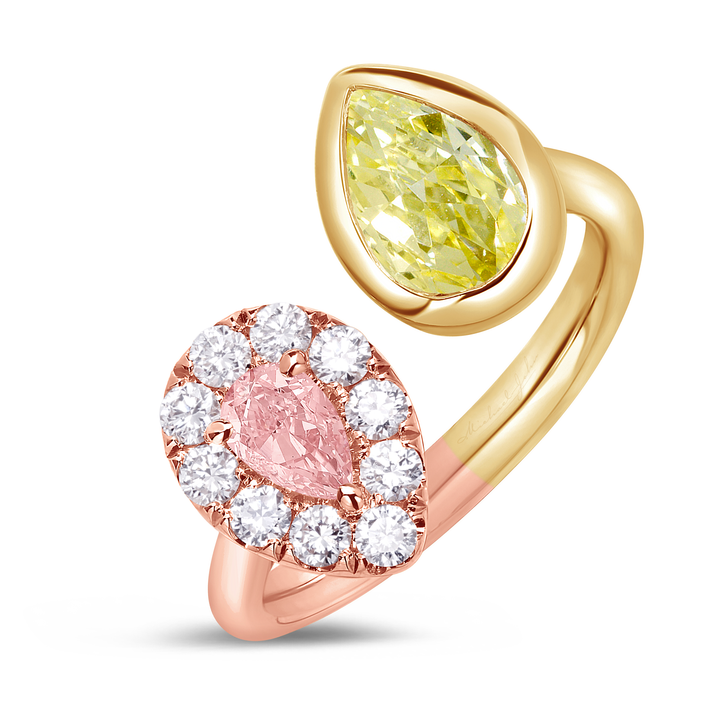 18K two-tone gold diamond split ring