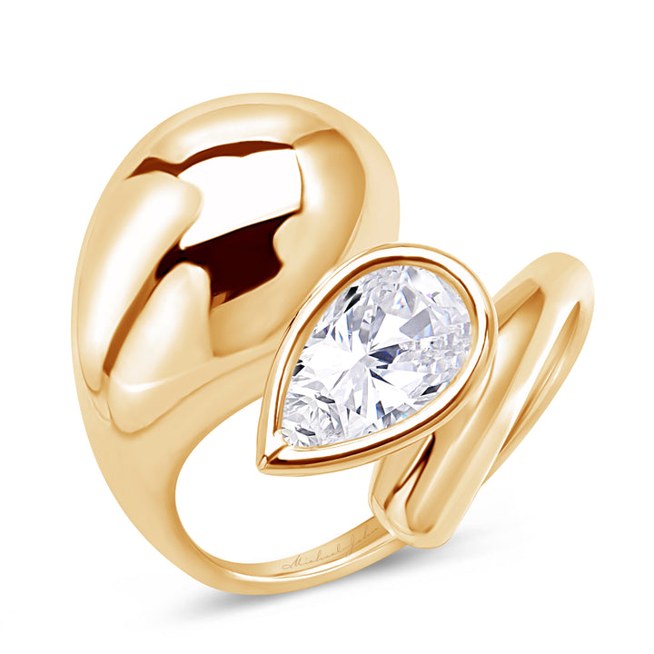 14K swirl gold diamond ring