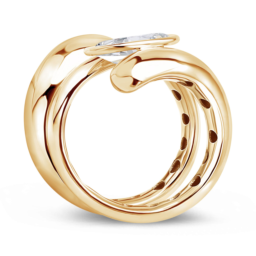 14K swirl gold diamond ring