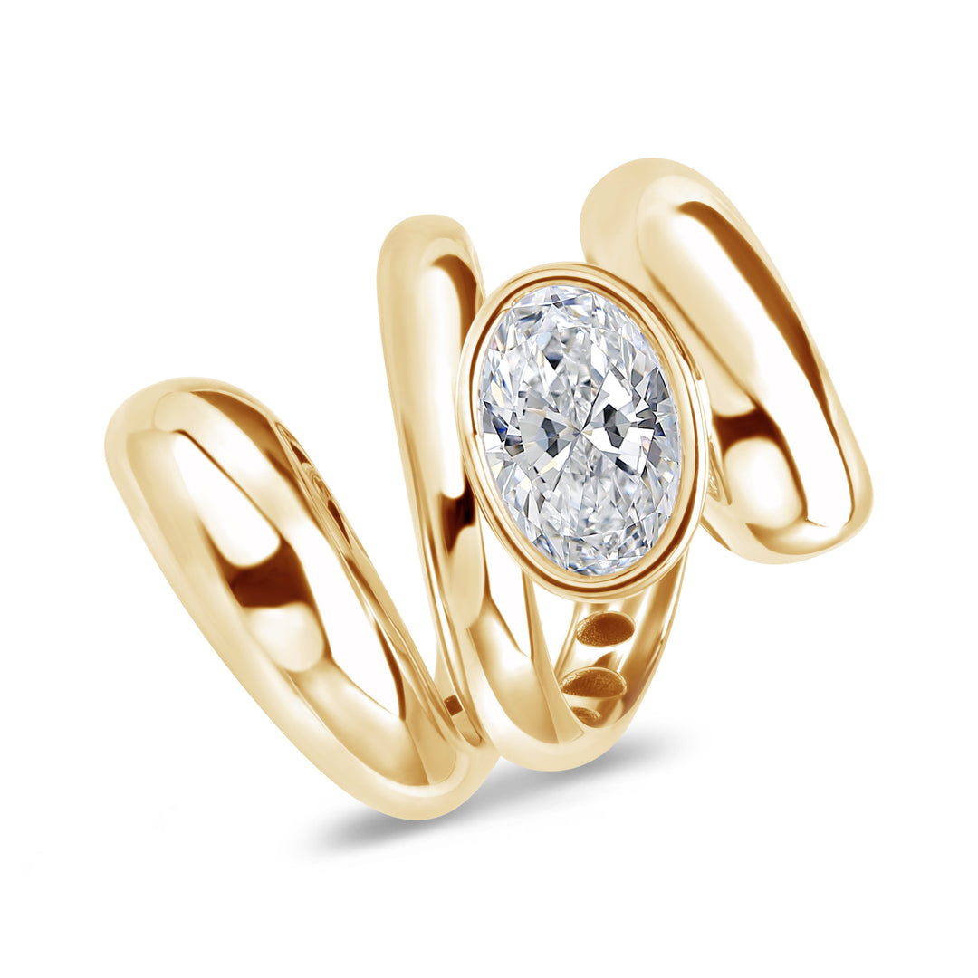 14K swirl gold diamond ring