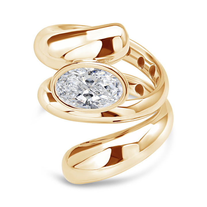 14K Swirl Gold Diamond Ring