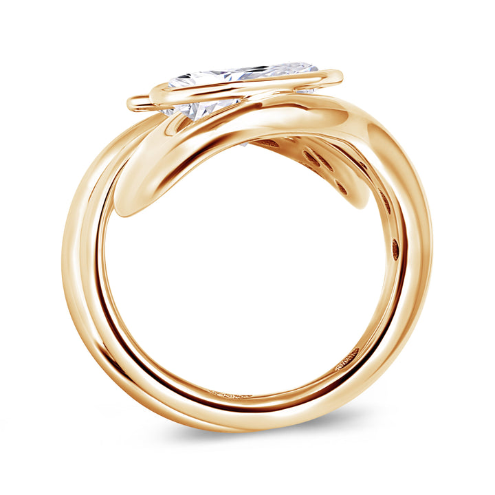 14K swirl gold diamond ring