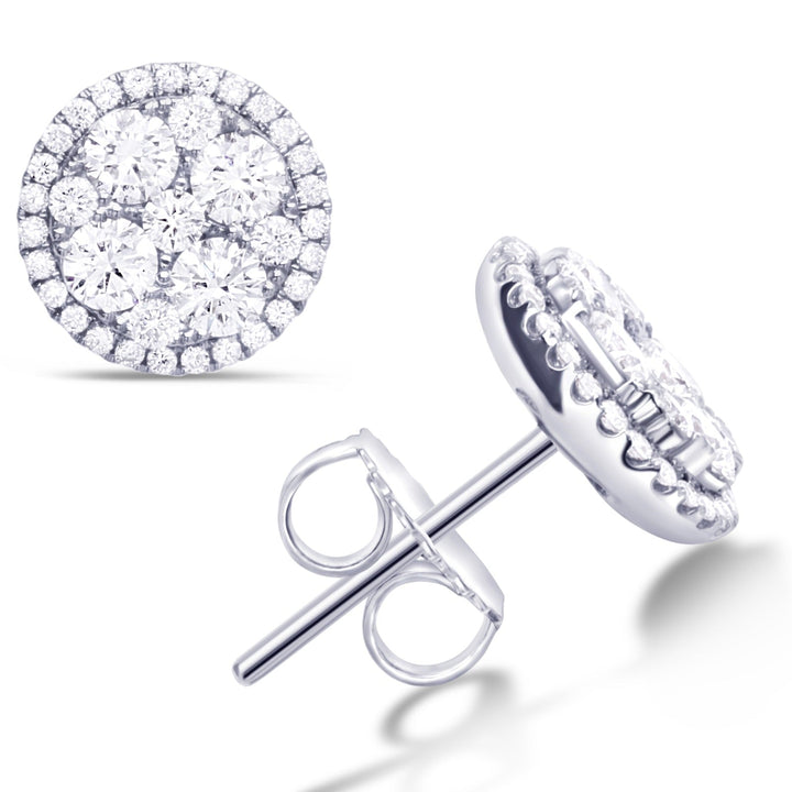 Illusion setting 18K gold and diamond stud earrings