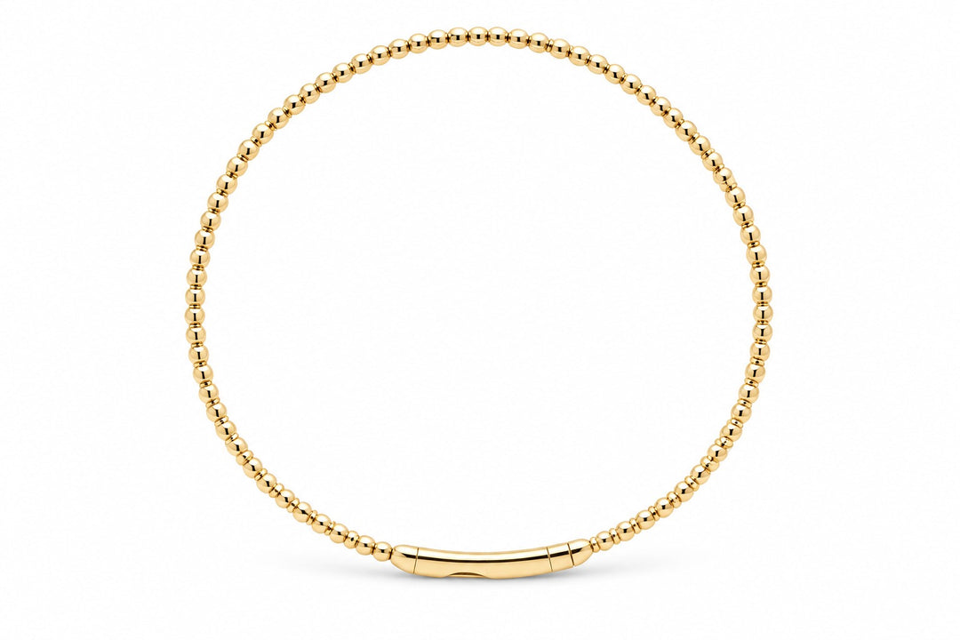 14K Gold Flexible Beaded Bangle