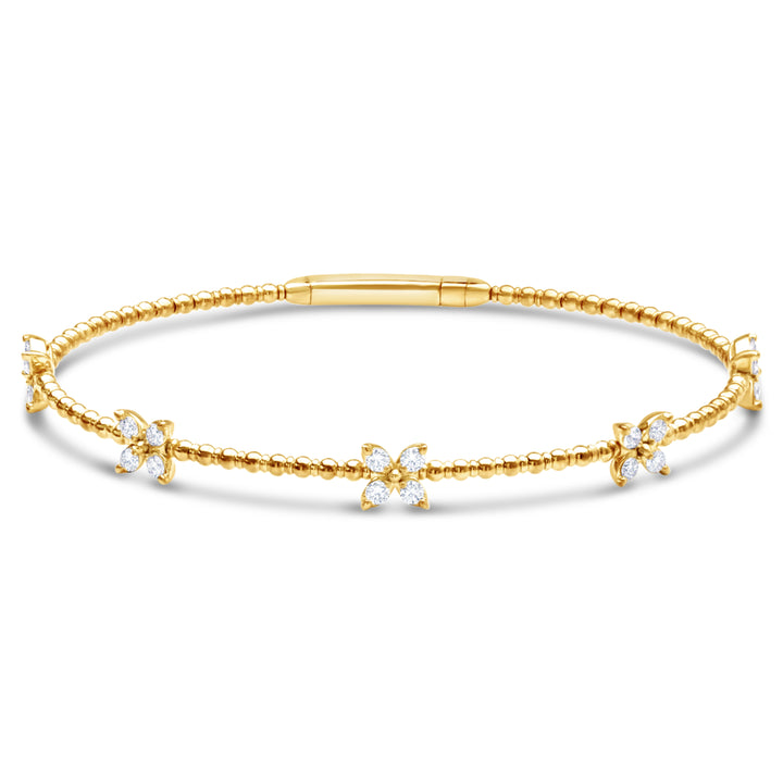 14K yellow gold 5 stations diamond bangle