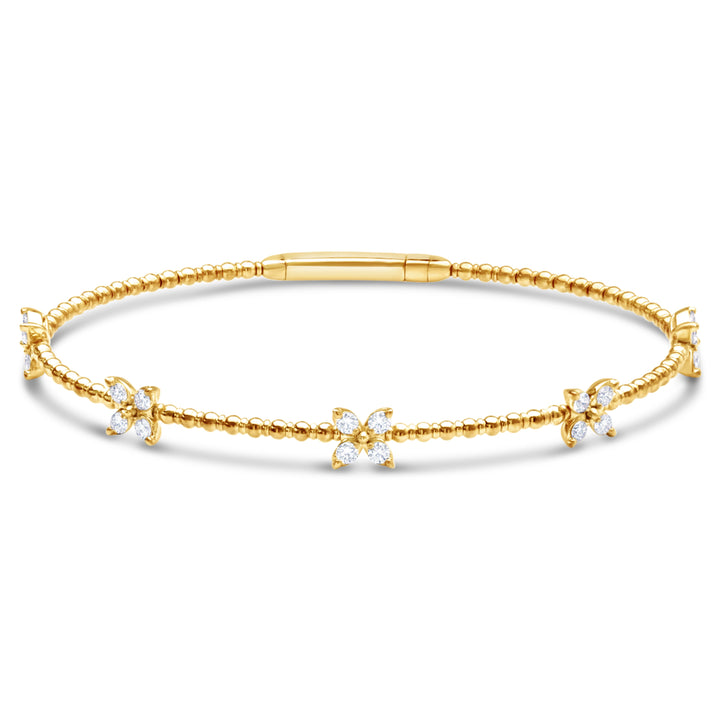 14K yellow gold 5 stations diamond bangle