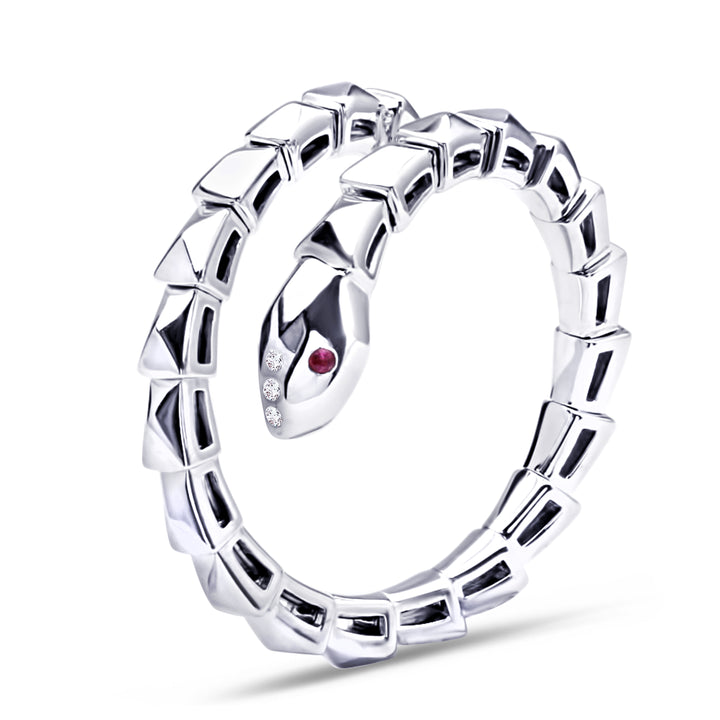 14K White Gold Serpent Ring