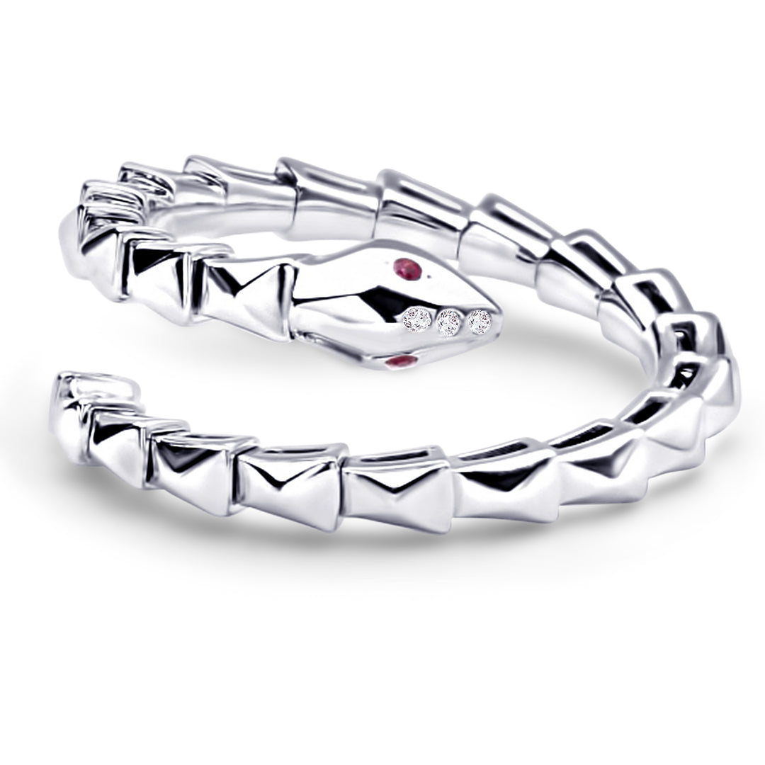 14K White Gold Serpent Ring