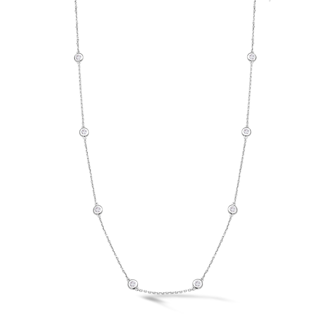 14K Gold 0.70ctw Round Brilliant Diamond "By the Yard" Station Necklace, 18"