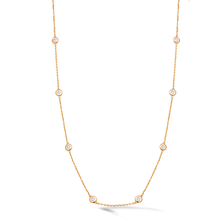 14K Gold 0.70ctw Round Brilliant Diamond "By the Yard" Station Necklace, 18"