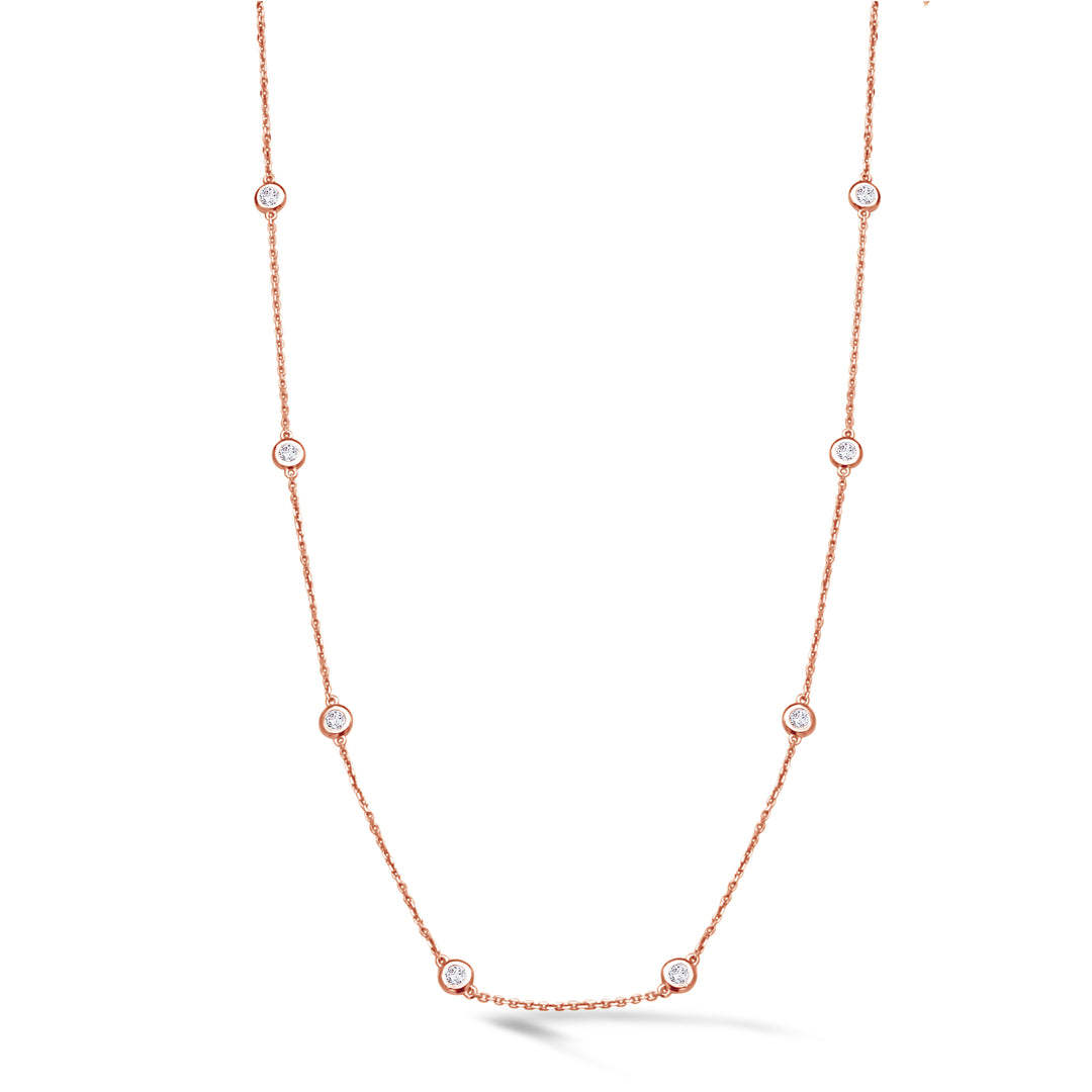 14K Gold 0.70ctw Round Brilliant Diamond "By the Yard" Station Necklace, 18"