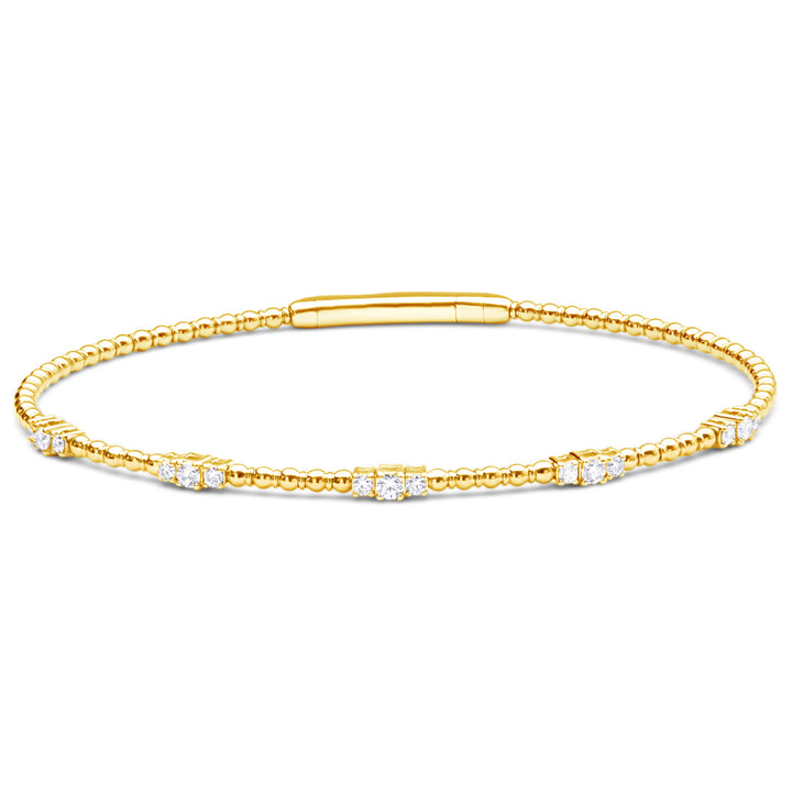 14K Yellow Gold Diamond Station Bracelet