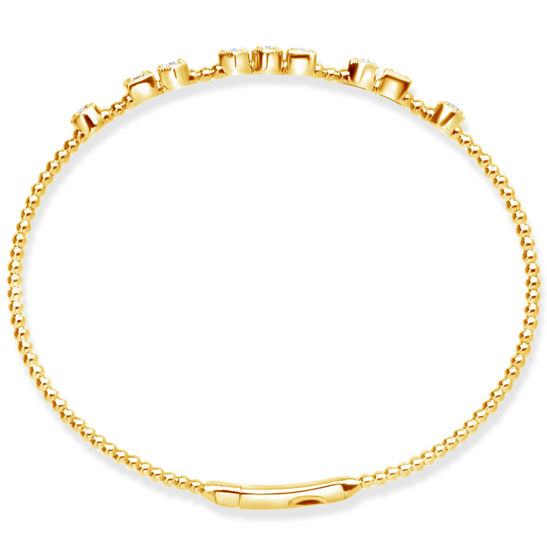 14K Yellow Gold Geometric Multi-Shape Diamond Bangle