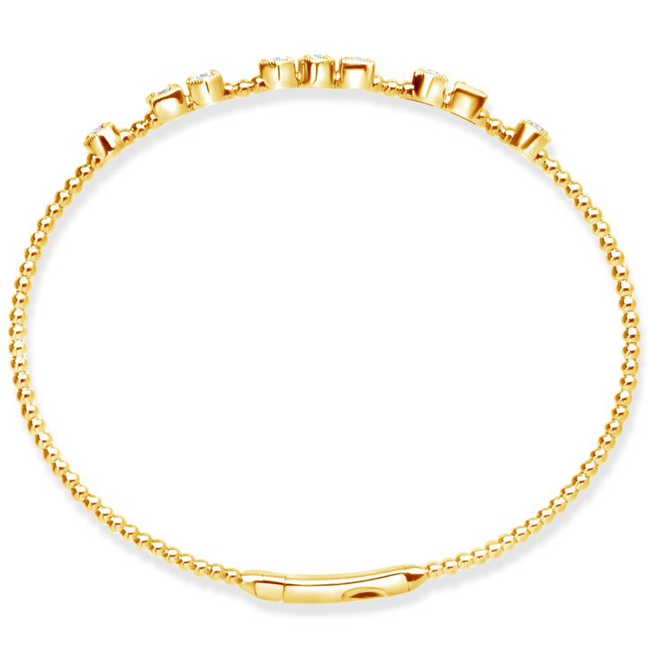 14K Yellow Gold Geometric Multi-Shape Diamond Bangle