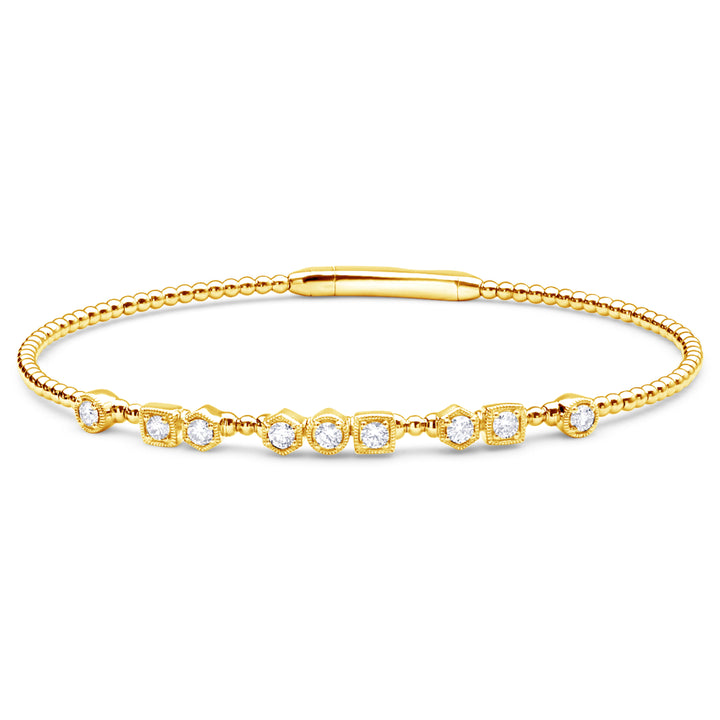 14K Yellow Gold Geometric Multi-Shape Diamond Bangle