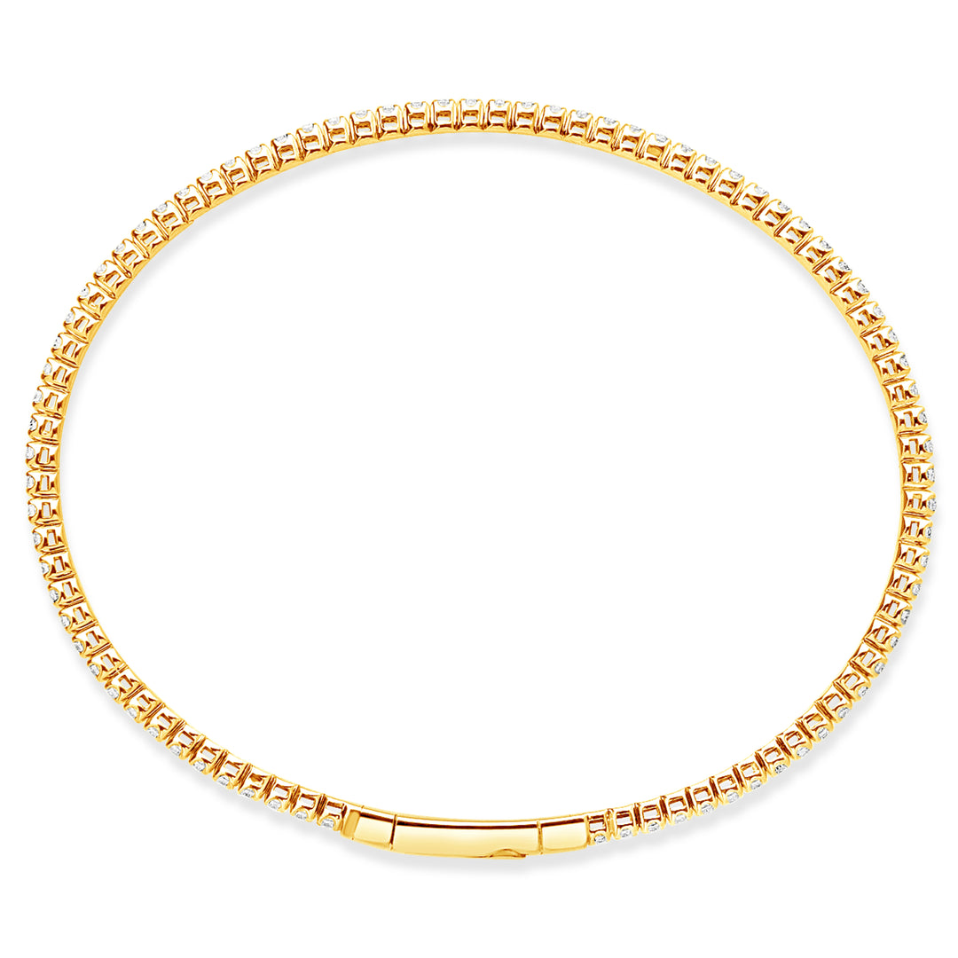 14K Gold Flexible Diamond Beaded Bangle