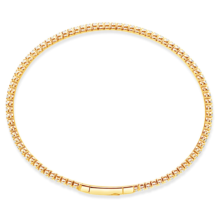 14K Gold Flexible Diamond Beaded Bangle