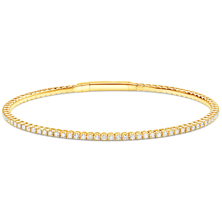 14K Gold Flexible Diamond Beaded Bangle