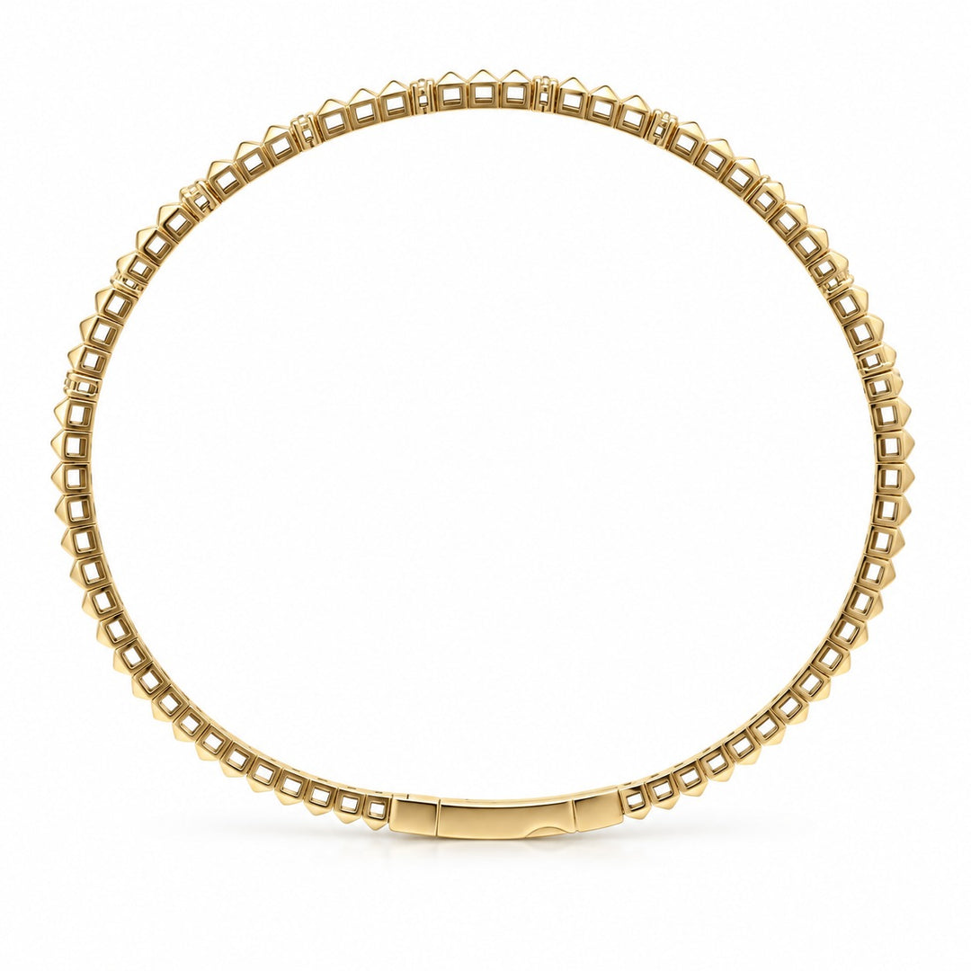 14K Yellow Gold Pyramid Diamond Bangle