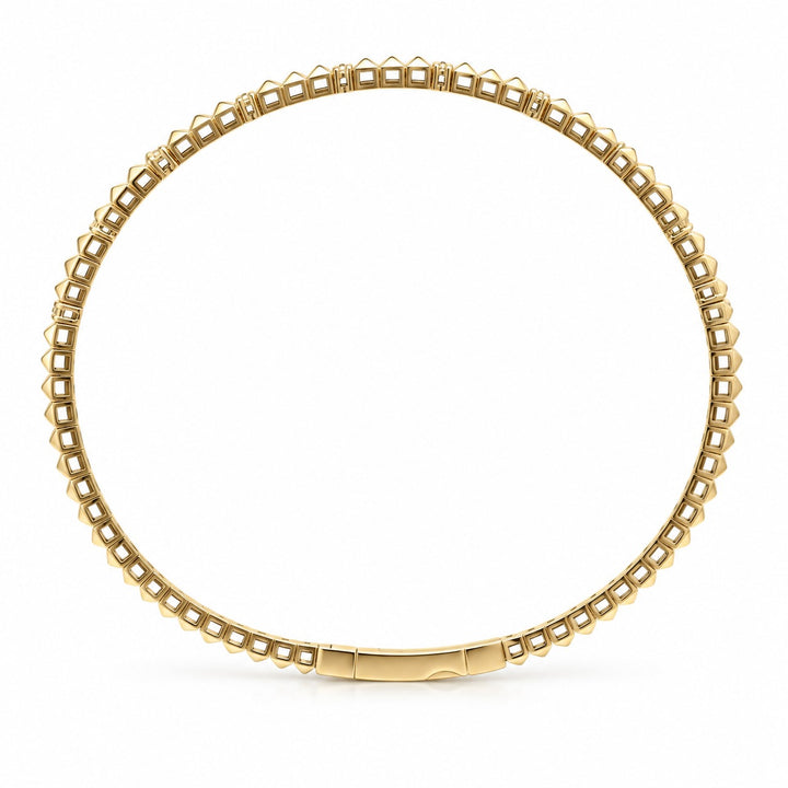 14K Yellow Gold Pyramid Diamond Bangle