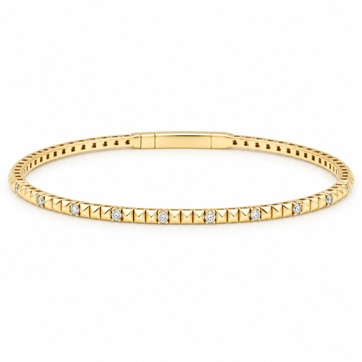 14K Yellow Gold Pyramid Diamond Bangle