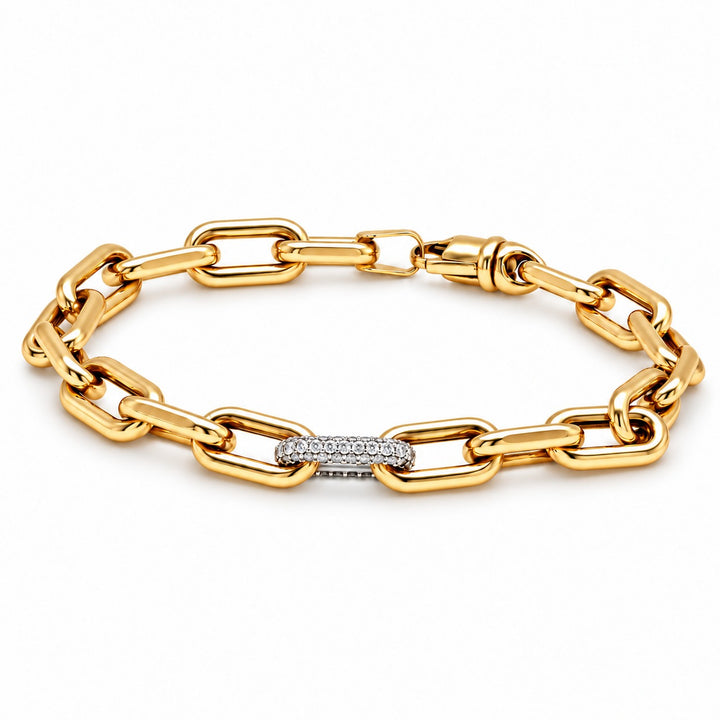 14K Yellow Gold Men's Diamond Pavé Link Bracelet