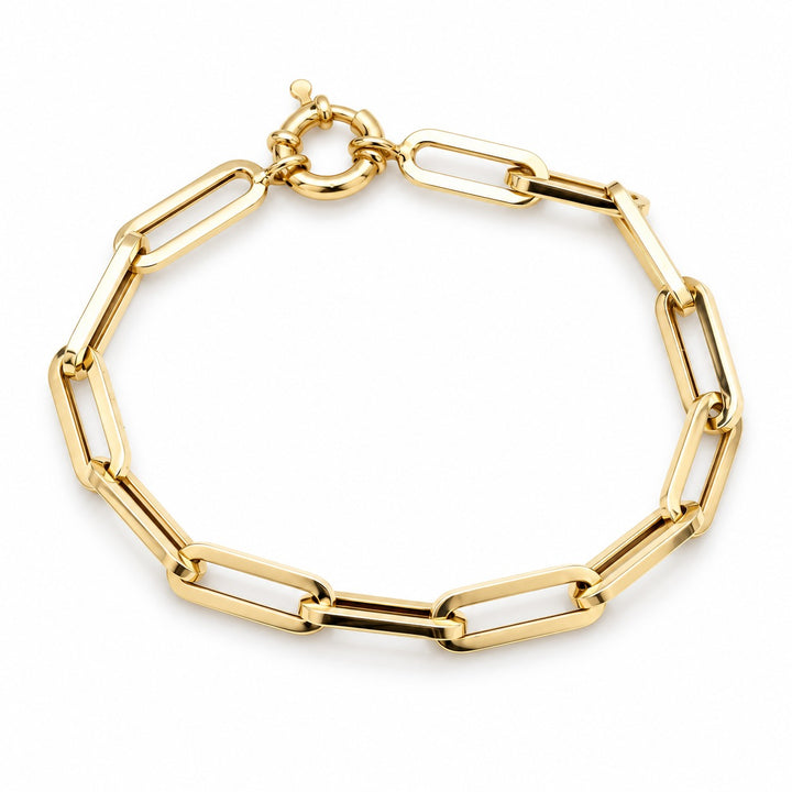 14K Yellow Gold Men's Paperclip Link Bracelet