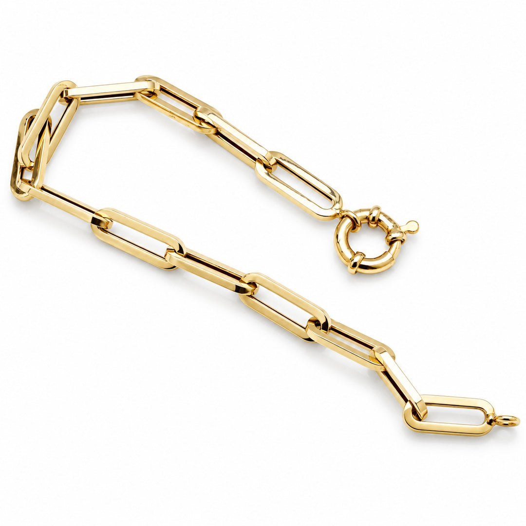 14K Yellow Gold Men's Paperclip Link Bracelet