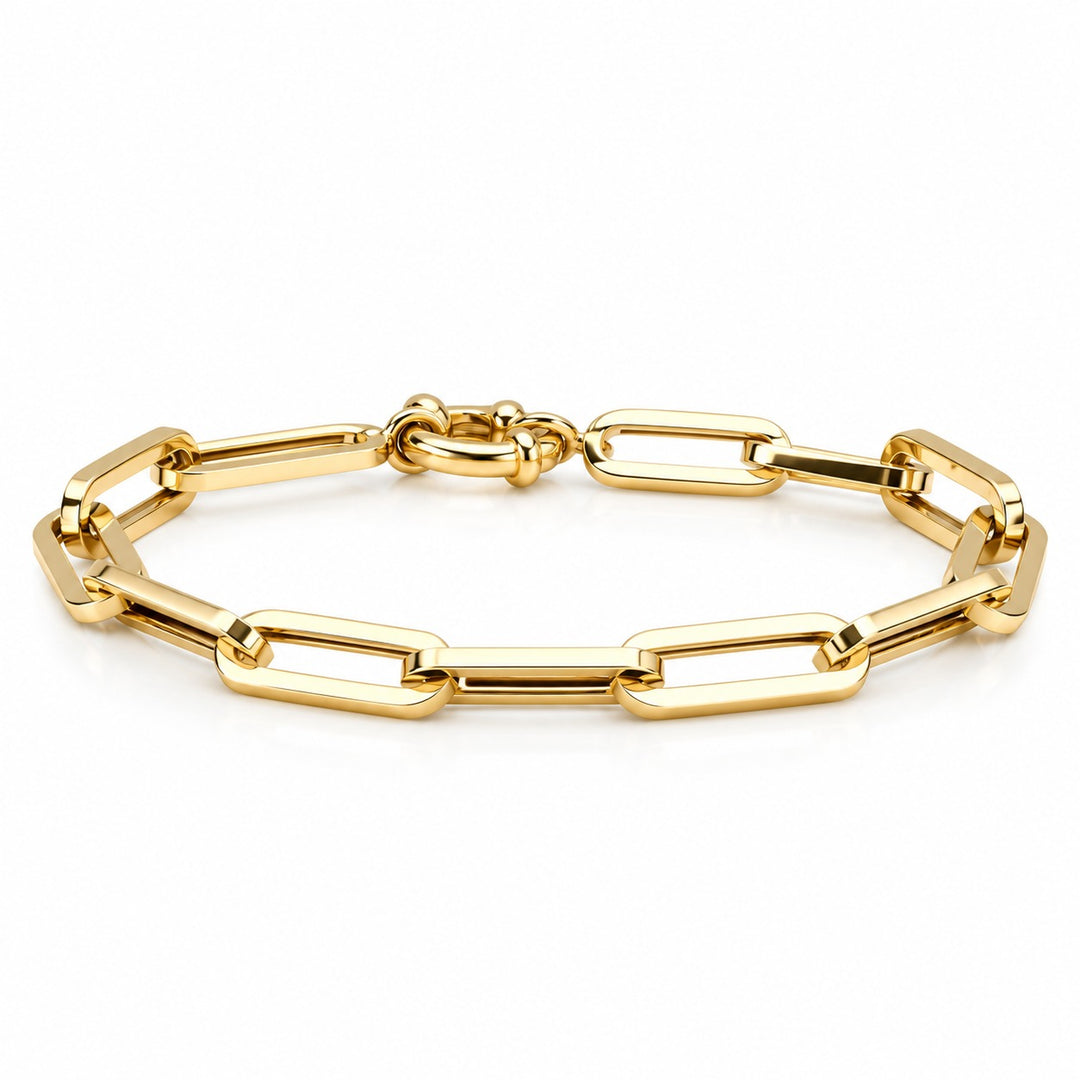 14K Yellow Gold Men's Paperclip Link Bracelet