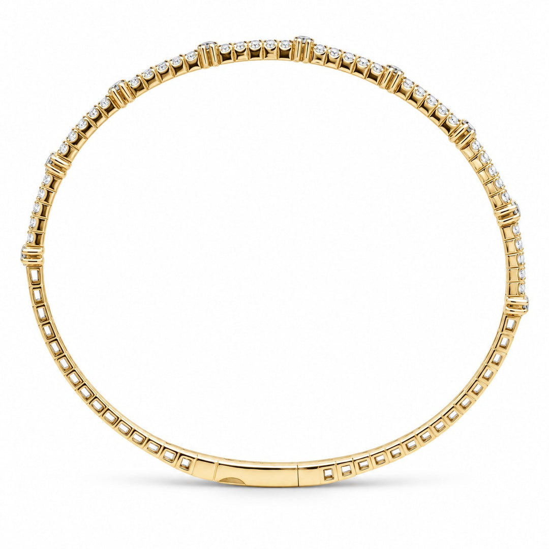 14K Yellow Gold Diamond Station Bangle