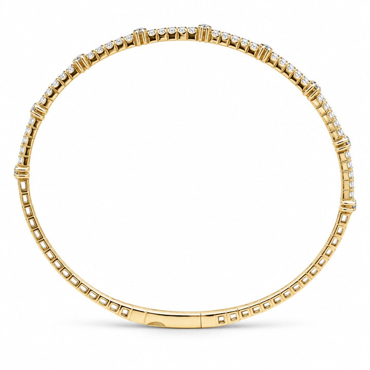14K Yellow Gold Diamond Station Bangle