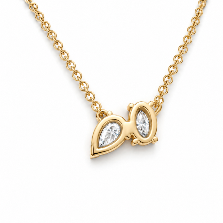 18K Yellow Gold Two-Stone Lab-Grown Diamond Pendant