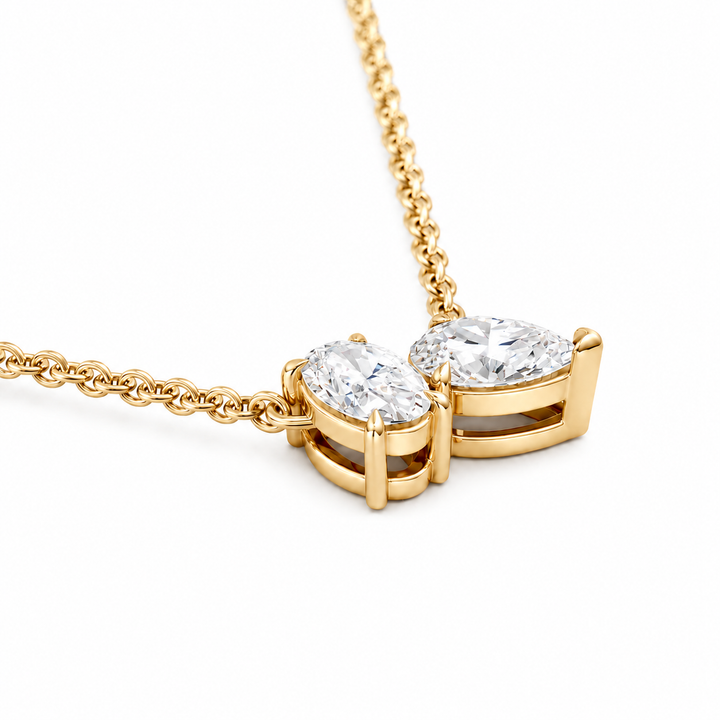 18K Yellow Gold Two-Stone Lab-Grown Diamond Pendant