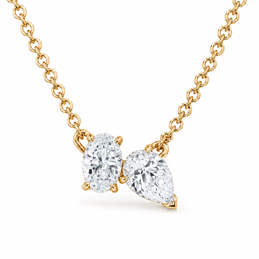18K Yellow Gold Two-Stone Lab-Grown Diamond Pendant