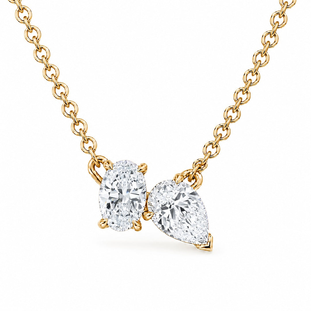 14K Yellow Gold Two-Stone Lab-Grown Diamond Pendant