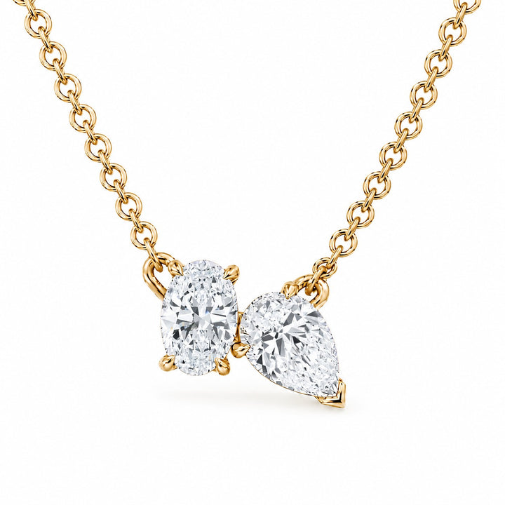 14K Yellow Gold Two-Stone Lab-Grown Diamond Pendant