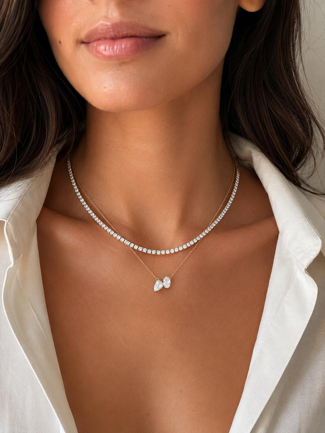 14K Yellow Gold Two-Stone Lab-Grown Diamond Pendant