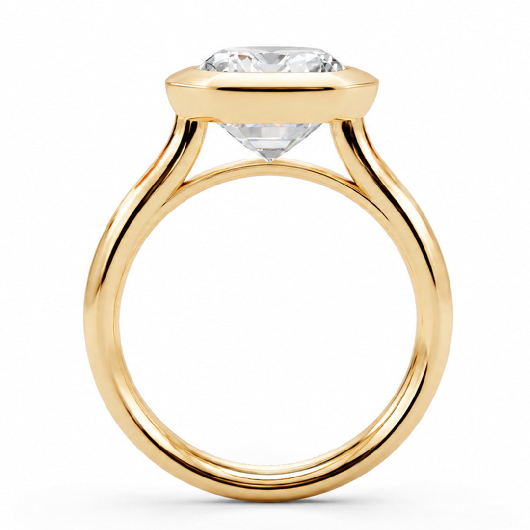 14K Yellow Gold 5.00 Carat Emerald-Cut Lab-Grown Diamond Ring