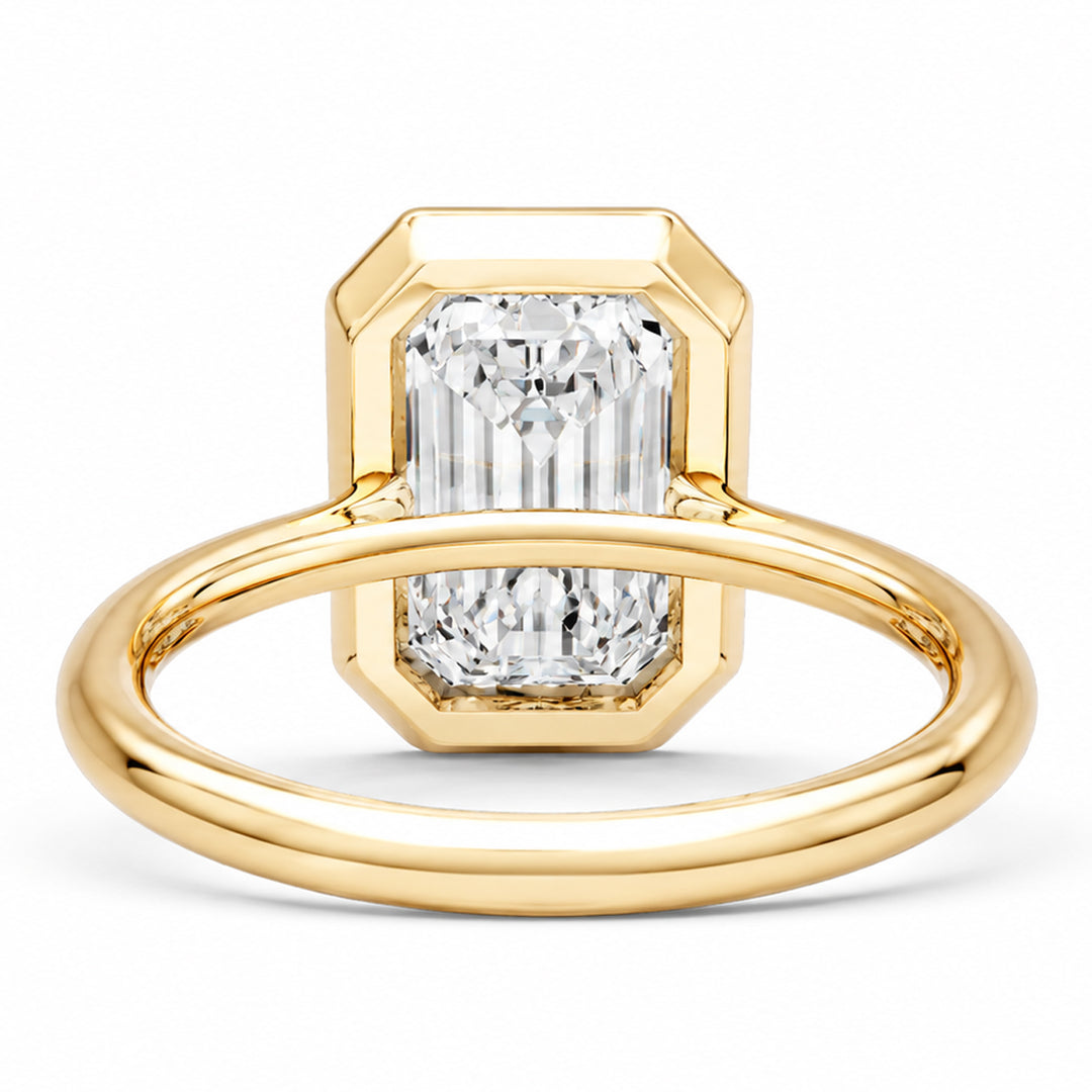 14K Yellow Gold 5.00 Carat Emerald-Cut Lab-Grown Diamond Ring