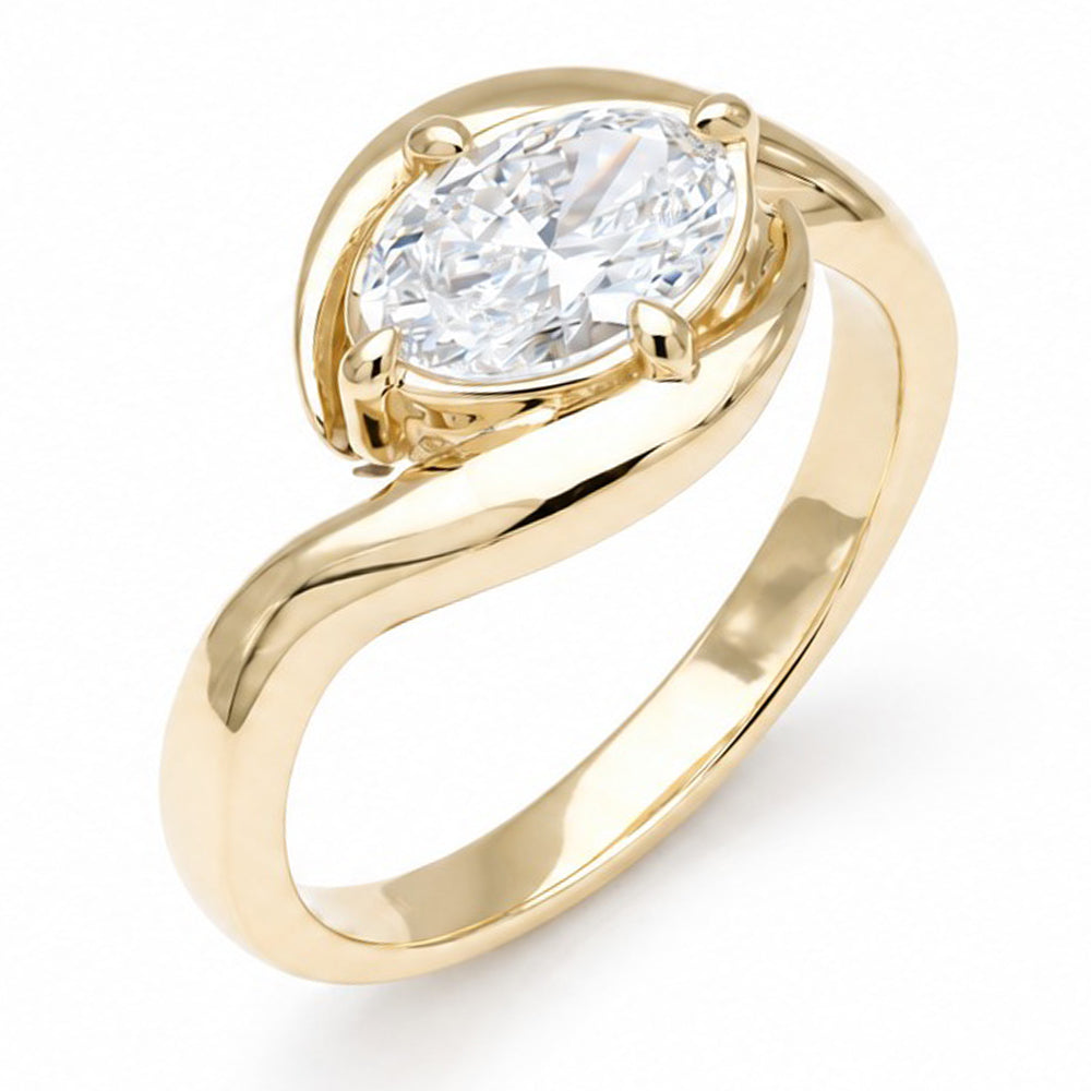 14K Yellow Gold 1.00 Carat Oval Lab-Grown Diamond Ring