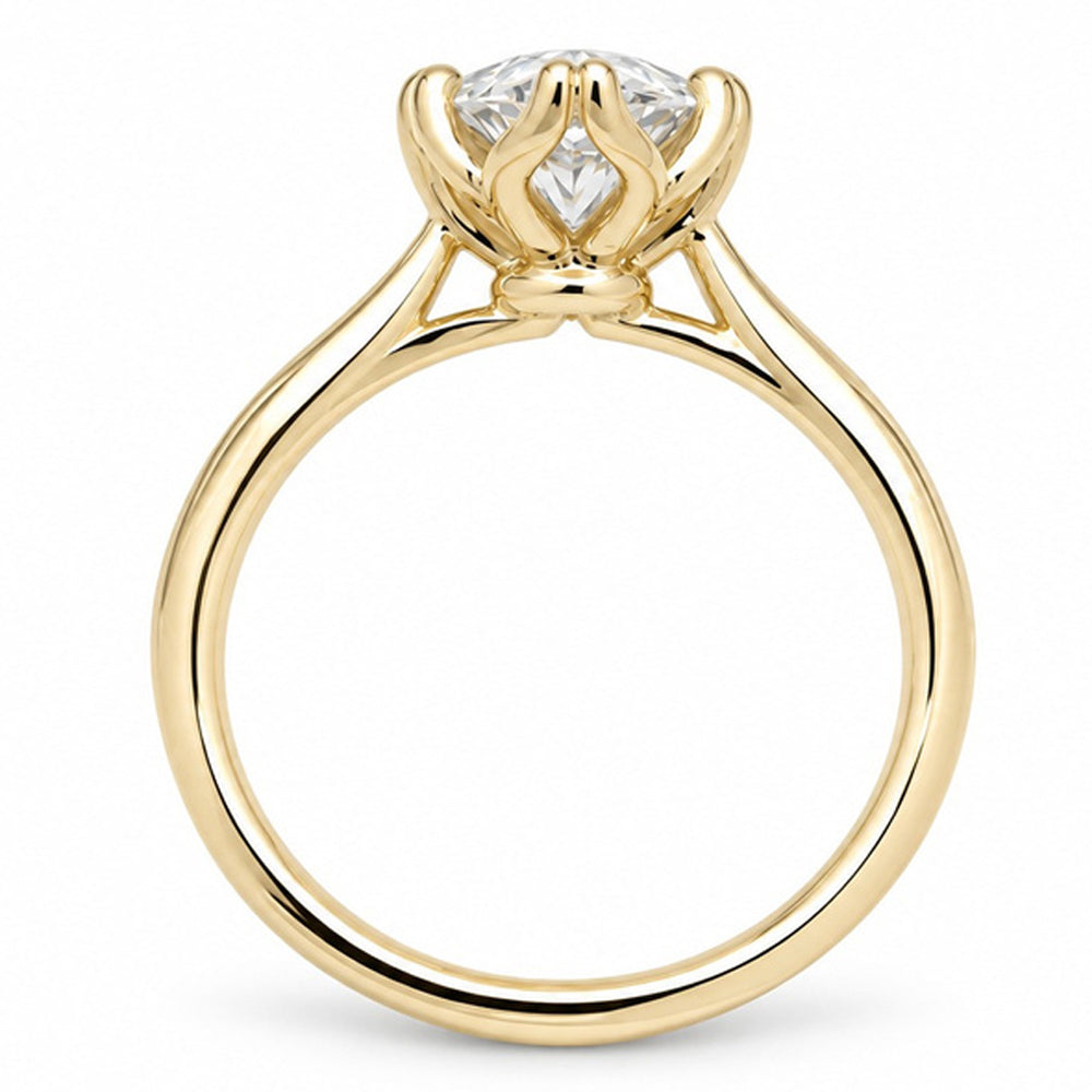 Lotus Prong Marquise Lab-Grown Oval Diamond Ring
