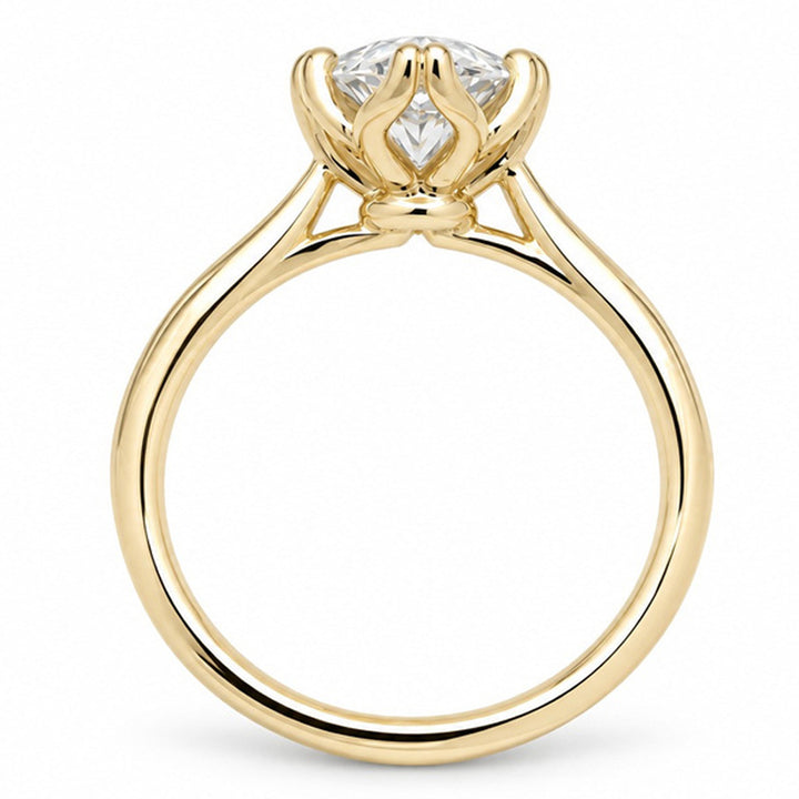 Lotus Prong Marquise Lab-Grown Oval Diamond Ring