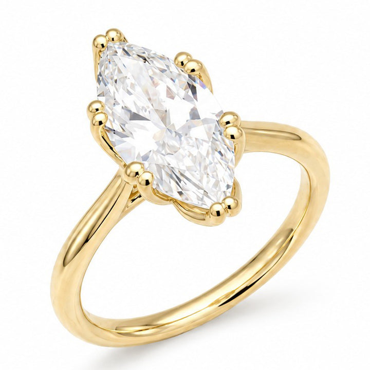 Lotus Prong Marquise Lab-Grown Oval Diamond Ring
