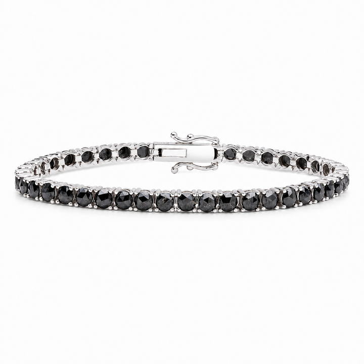 Men’s 14K White Gold Black Diamond Tennis Bracelet