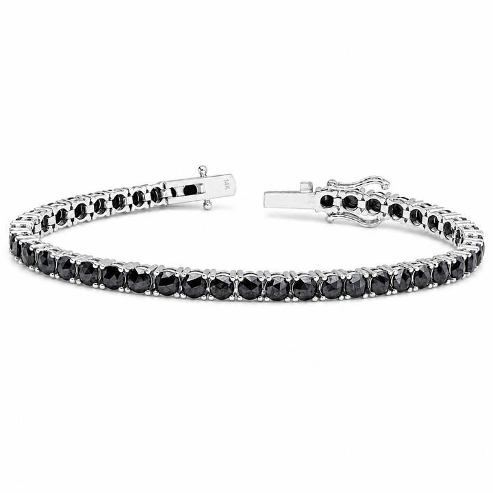 Men’s 14K White Gold Black Diamond Tennis Bracelet
