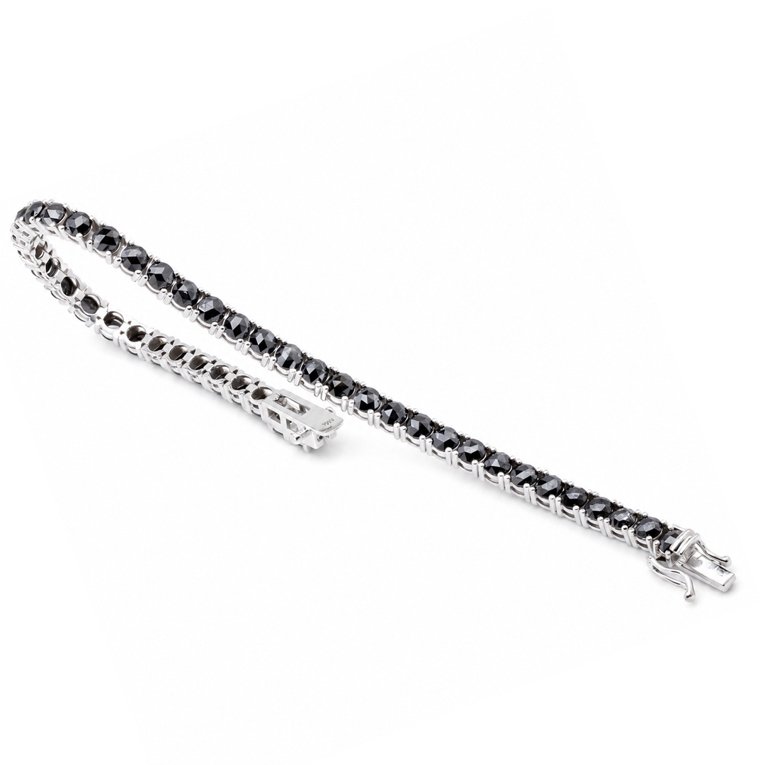 Men’s 14K White Gold Black Diamond Tennis Bracelet