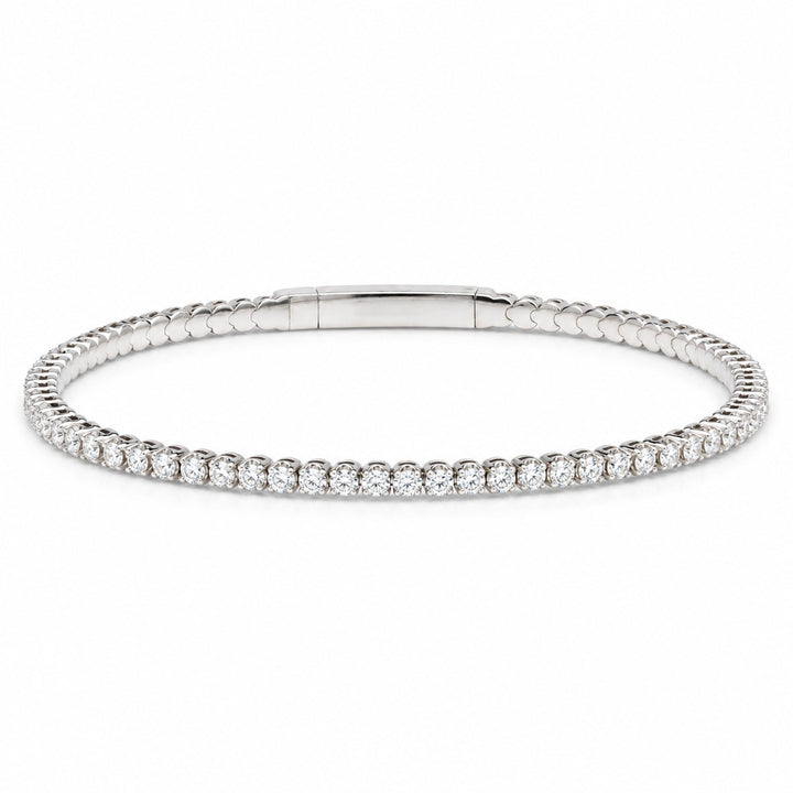 14K White Gold Diamond Tennis Bangle