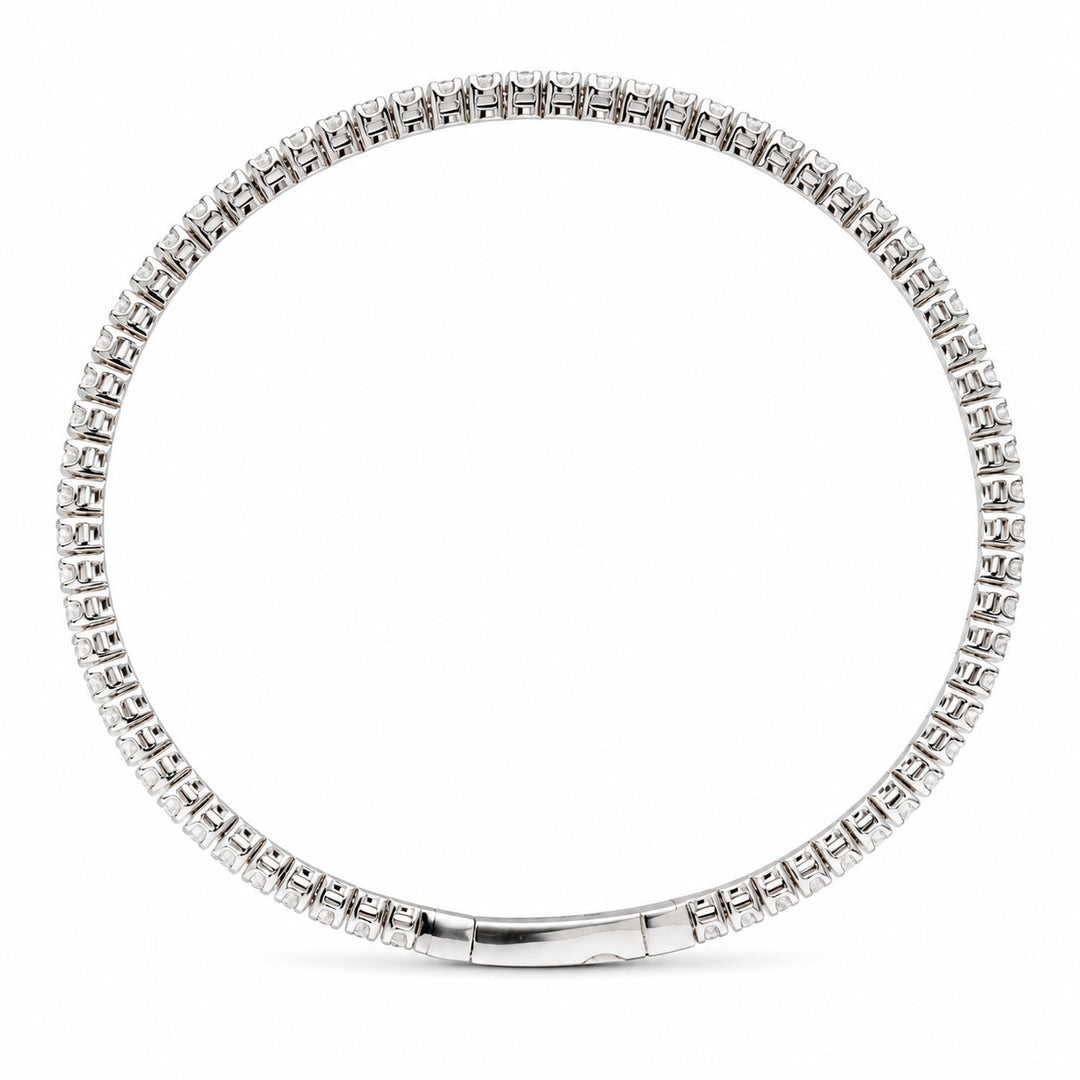 14K White Gold Diamond Tennis Bangle