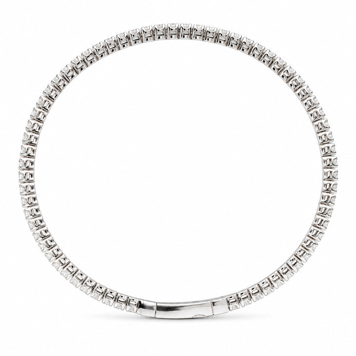 14K White Gold Diamond Tennis Bangle