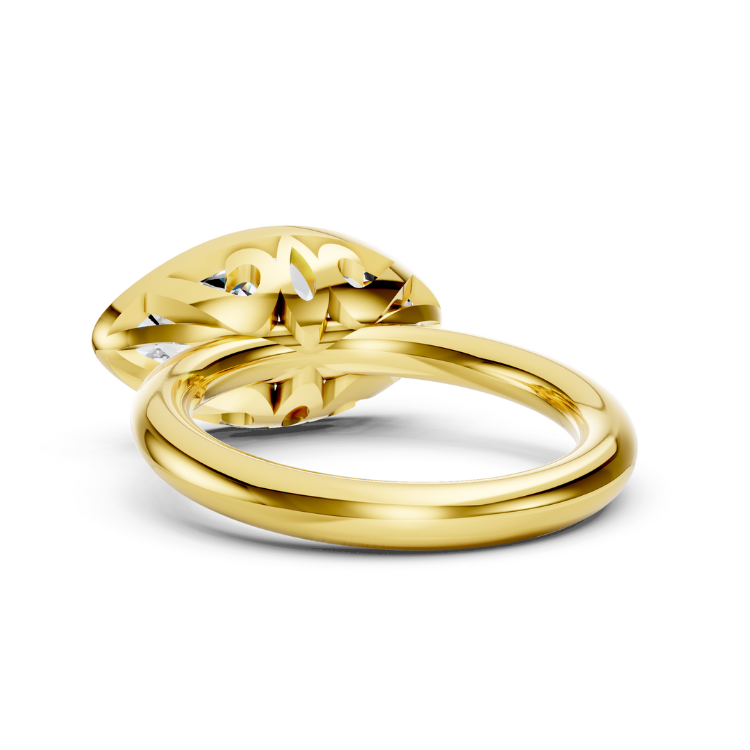 18K Gold Ring Featuring Marquise Lab-Grown Diamond